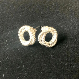 Sterling silver round rope stud post earrings